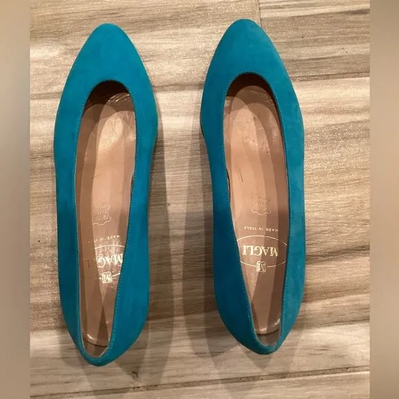 Bruno Magli Vintage Teal Slip On Shoes in Size 7-In Excellent Preloved Cond.