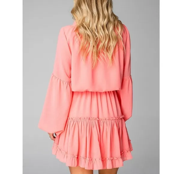BUDDY LOVE Zozo Ruffle V-Neck Tie Mini Dress NWT