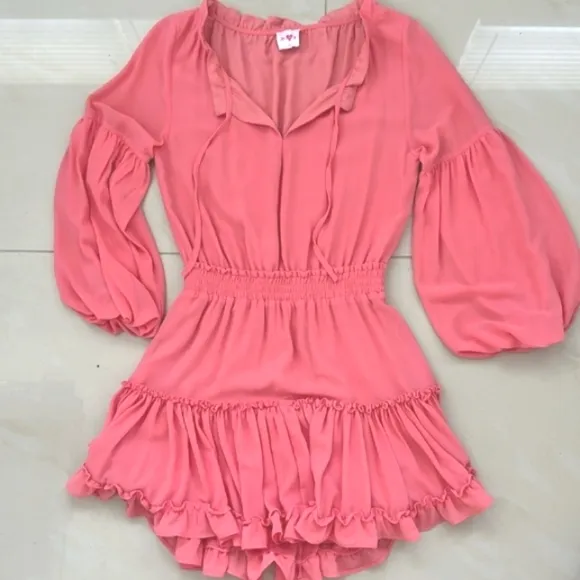 BUDDY LOVE Zozo Ruffle V-Neck Tie Mini Dress NWT
