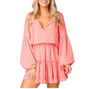 BUDDY LOVE Zozo Ruffle V-Neck Tie Mini Dress NWT