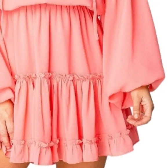 BUDDY LOVE Zozo Ruffle V-Neck Tie Mini Dress NWT