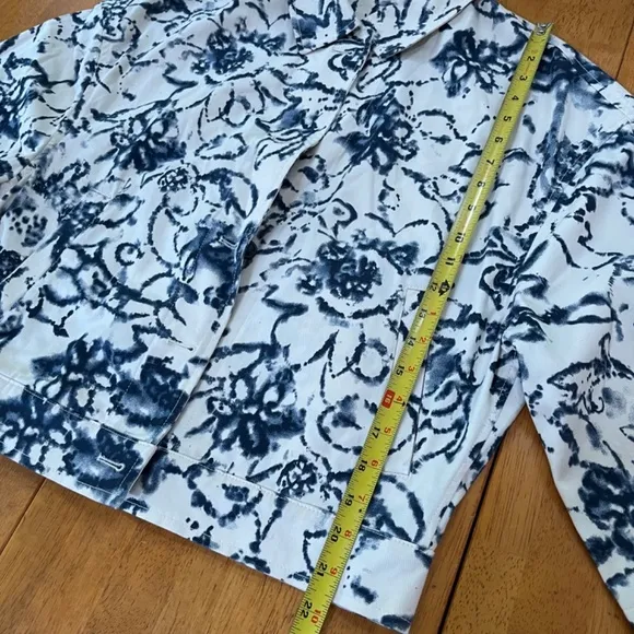 Bugatti Boho Chic Italian Crop Denim Bomber Jacket Navy Pockets Cotton, Size M
