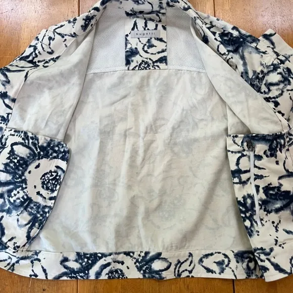 Bugatti Boho Chic Italian Crop Denim Bomber Jacket Navy Pockets Cotton, Size M