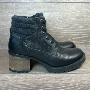 Bull Boxer Cassie Women’s Sz 8M Black Leather Side Zip Y2K Chunky Heel Boots