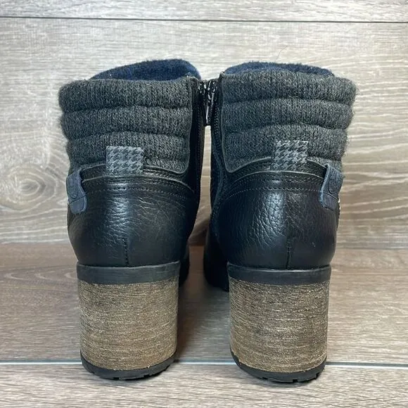 Bull Boxer Cassie Women’s Sz 8M Black Leather Side Zip Y2K Chunky Heel Boots