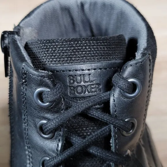 BullBoxer Boots Mens Size 11 Black Level Leather Side Zip Cap Toe Combat 6 Eye
