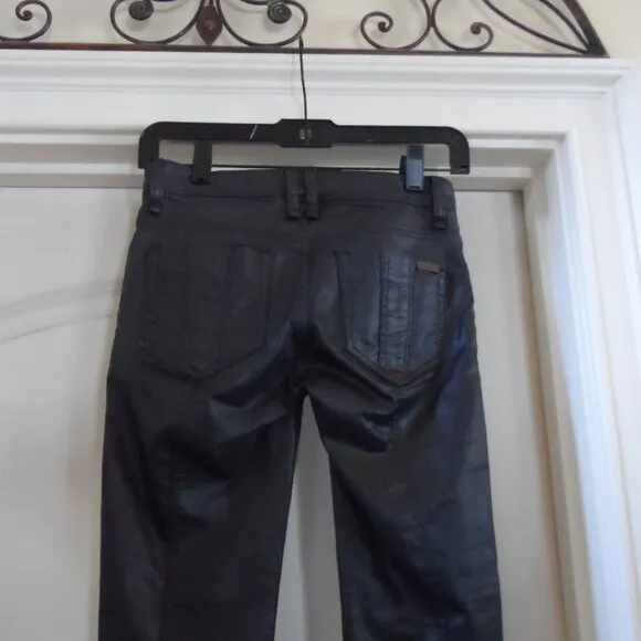 Burberry Brit Black Coated Cotton Westbourne Skinny Ankle Jeans Size US 24