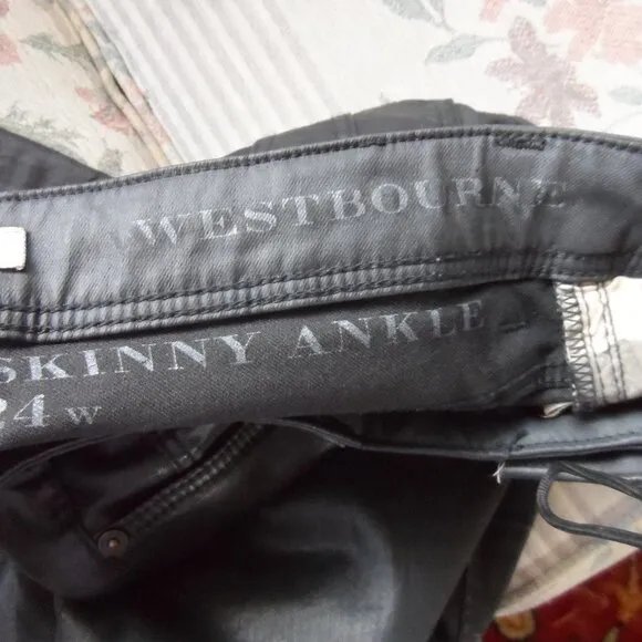 Burberry Brit Black Coated Cotton Westbourne Skinny Ankle Jeans Size US 24