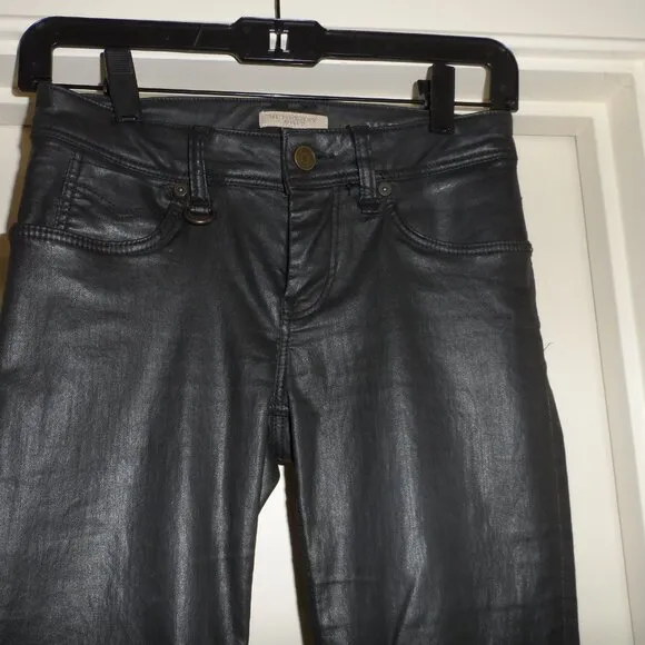 Burberry Brit Black Coated Cotton Westbourne Skinny Ankle Jeans Size US 24