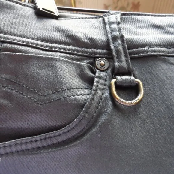 Burberry Brit Black Coated Cotton Westbourne Skinny Ankle Jeans Size US 24