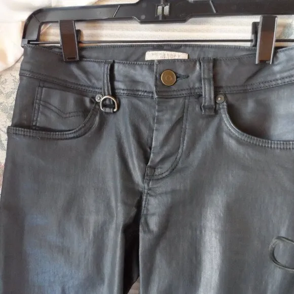 Burberry Brit Black Coated Cotton Westbourne Skinny Ankle Jeans Size US 24