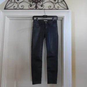 Burberry Brit Black Coated Cotton Westbourne Skinny Ankle Jeans Size US 24
