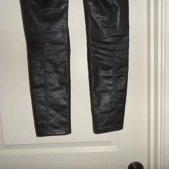 Burberry Brit Black Coated Cotton Westbourne Skinny Ankle Jeans Size US 24