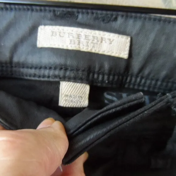 Burberry Brit Black Coated Cotton Westbourne Skinny Ankle Jeans Size US 24