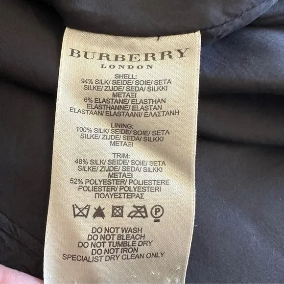 Burberry London Black Boat Neck Silk Dress Size 4 3/4 Sleeves Lined Side Zip
