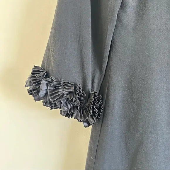 Burberry London Black Boat Neck Silk Dress Size 4 3/4 Sleeves Lined Side Zip