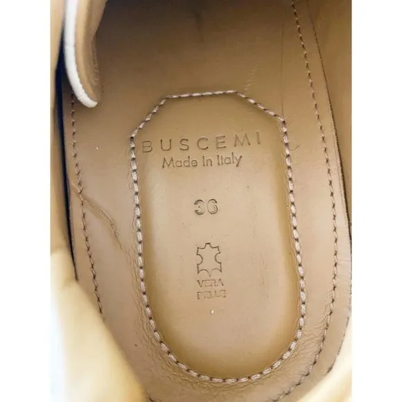 Buscemi En Noir White Crocodile Embossed Leather Low Top Sneakers Shoes Size 6