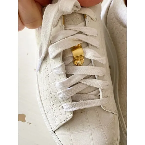 Buscemi En Noir White Crocodile Embossed Leather Low Top Sneakers Shoes Size 6