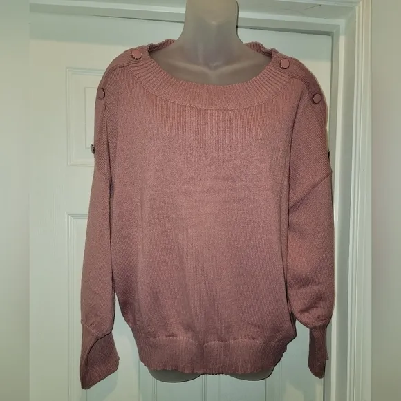 Button Shoulder Pullover Sweater