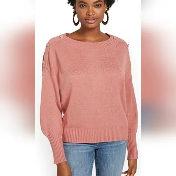Button Shoulder Pullover Sweater