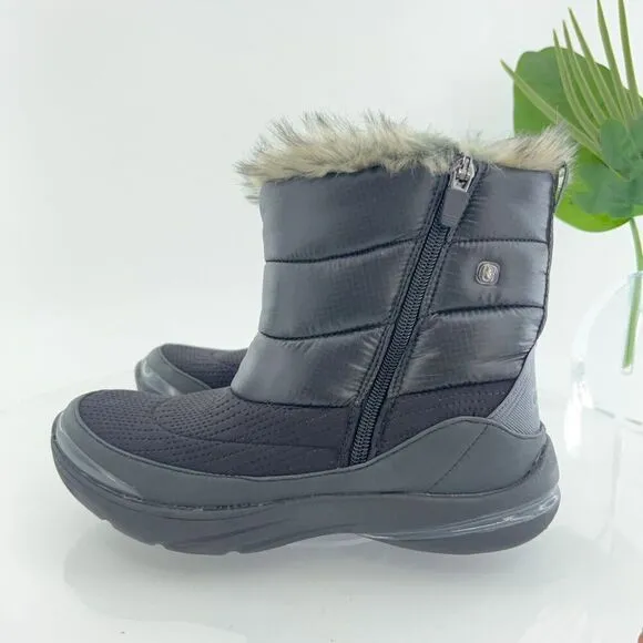 Bzees Luscious Bootie 6 Puffer Faux Fur Lined Side Zip Ankle Boots Winter Snow