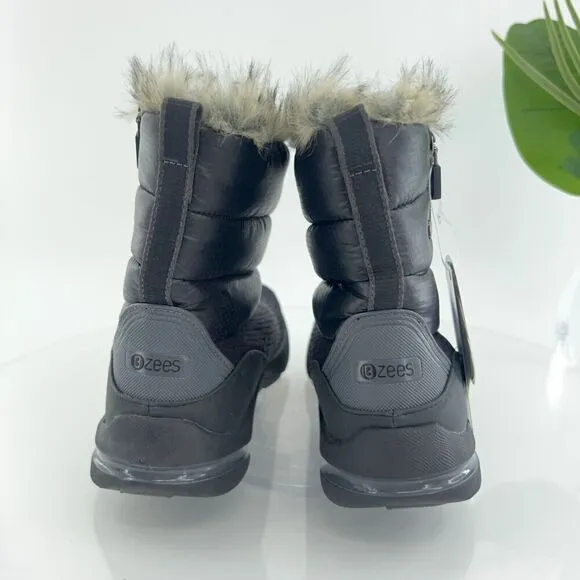 Bzees Luscious Bootie 6 Puffer Faux Fur Lined Side Zip Ankle Boots Winter Snow