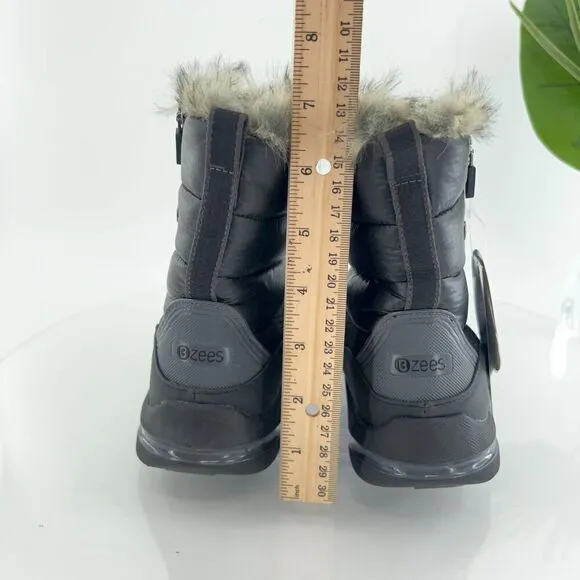 Bzees Luscious Bootie 6 Puffer Faux Fur Lined Side Zip Ankle Boots Winter Snow