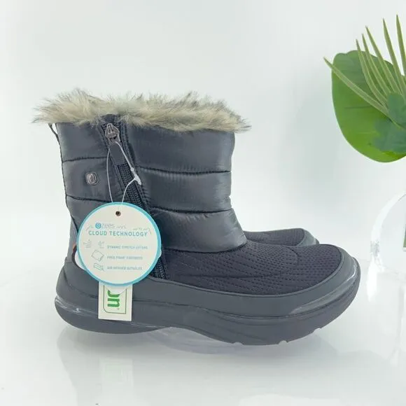 Bzees Luscious Bootie 6 Puffer Faux Fur Lined Side Zip Ankle Boots Winter Snow