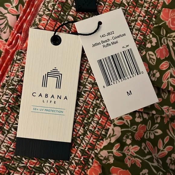 CABANA LIFE Jetties Beach Off The Shoulder Ruffle Maxi Dress Cover up NWT