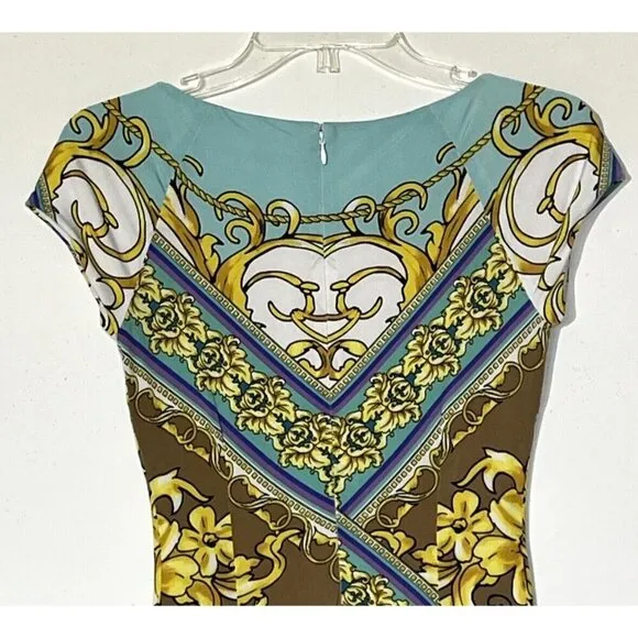 Cache Mirrored Status Baroque Print Stretch Dress Worn On TV Show