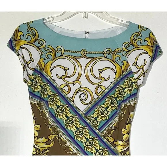 Cache Mirrored Status Baroque Print Stretch Dress Worn On TV Show