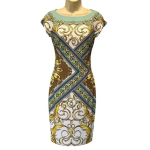 Cache Mirrored Status Baroque Print Stretch Dress Worn On TV Show