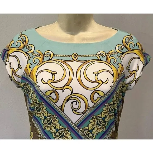 Cache Mirrored Status Baroque Print Stretch Dress Worn On TV Show