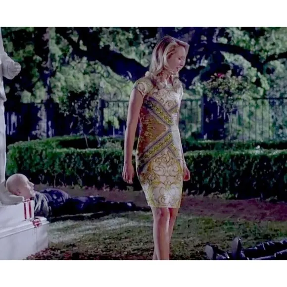 Cache Mirrored Status Baroque Print Stretch Dress Worn On TV Show