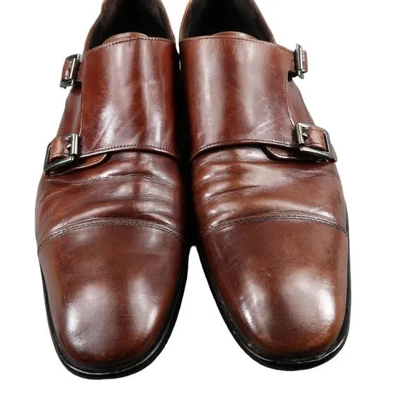 Calibrate Shoes Mens 10 Oxford Double Monk Strap Buckle Classic Leather Formal