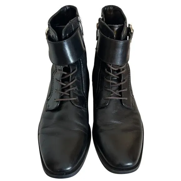 Calvin Klein Black Leather Side-Zip Stokely Ankle Boots Mens Sz. US 9 Y2K Matrix