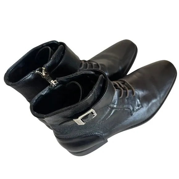 Calvin Klein Black Leather Side-Zip Stokely Ankle Boots Mens Sz. US 9 Y2K Matrix