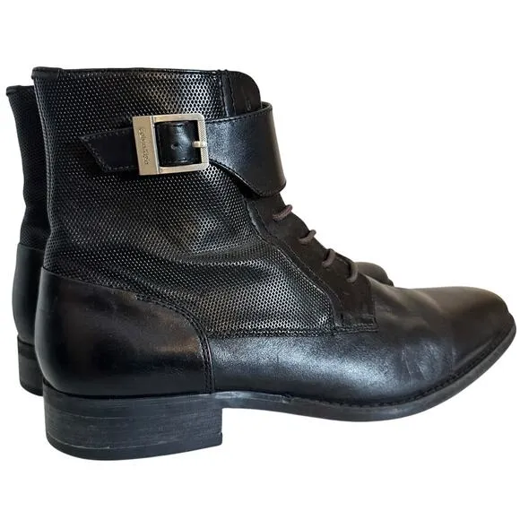 Calvin Klein Black Leather Side-Zip Stokely Ankle Boots Mens Sz. US 9 Y2K Matrix