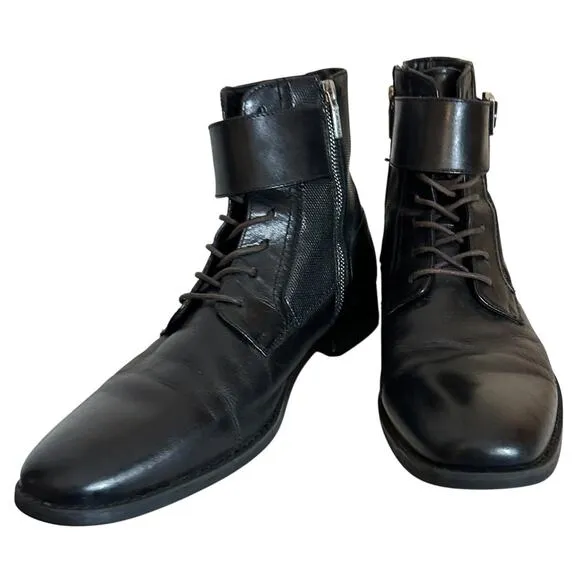 Calvin Klein Black Leather Side-Zip Stokely Ankle Boots Mens Sz. US 9 Y2K Matrix