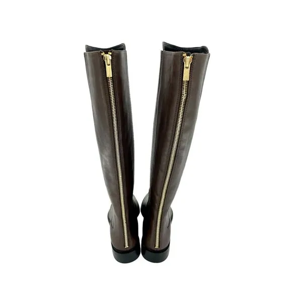 Calvin Klein Boots Finley Leather Closed Toe Knee High Coffee Bean SZ 7 New