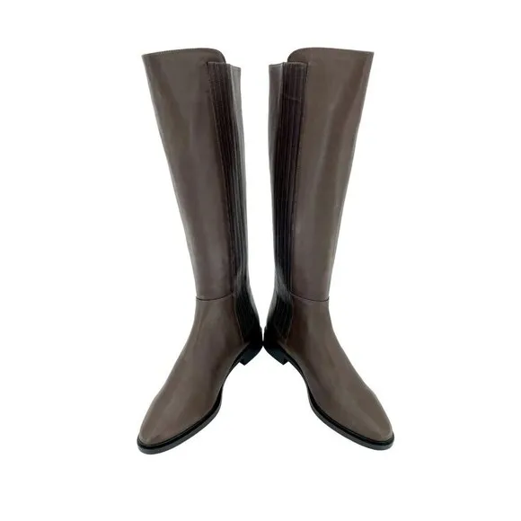 Calvin Klein Boots Finley Leather Closed Toe Knee High Coffee Bean SZ 7 New