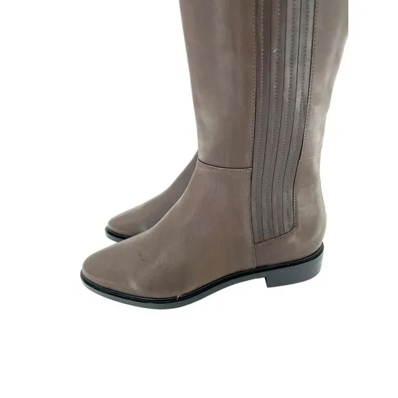 Calvin Klein Boots Finley Leather Closed Toe Knee High Coffee Bean SZ 7 New