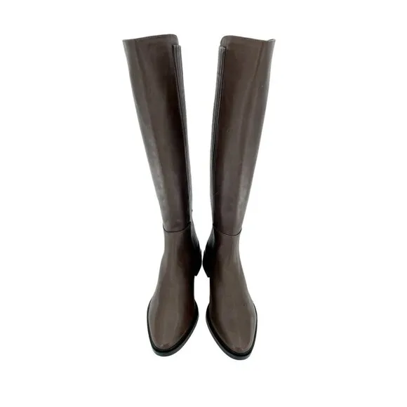 Calvin Klein Boots Finley Leather Closed Toe Knee High Coffee Bean SZ 7 New