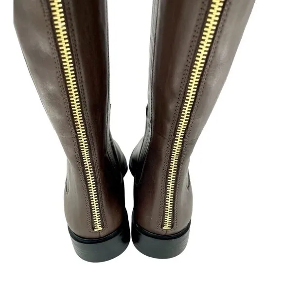 Calvin Klein Boots Finley Leather Closed Toe Knee High Coffee Bean SZ 7 New