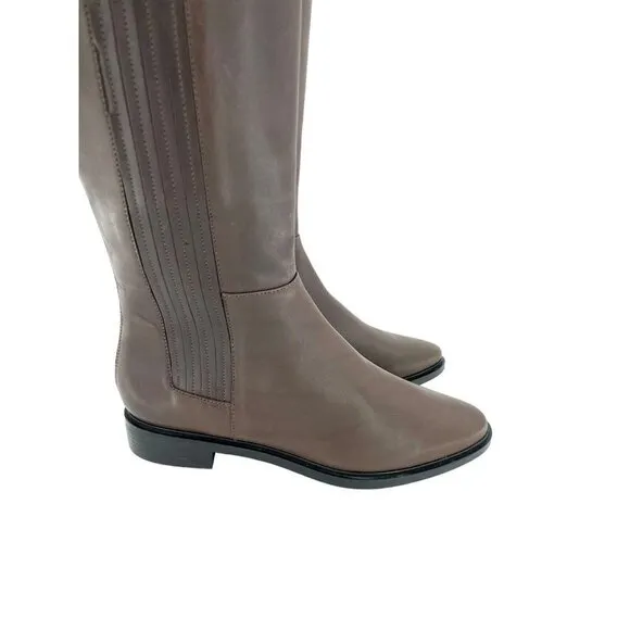 Calvin Klein Boots Finley Leather Closed Toe Knee High Coffee Bean SZ 7 New