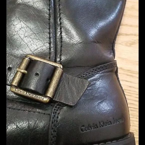 CALVIN KLEIN JEANS MEN'S THEO‎ LEATHER BOOTS SZ  10