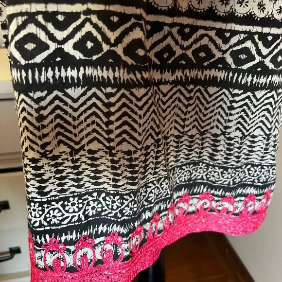 Calypso St Barth Rowena Embroidered Aztec Tunic Dress/Beach Cover Up Sz M