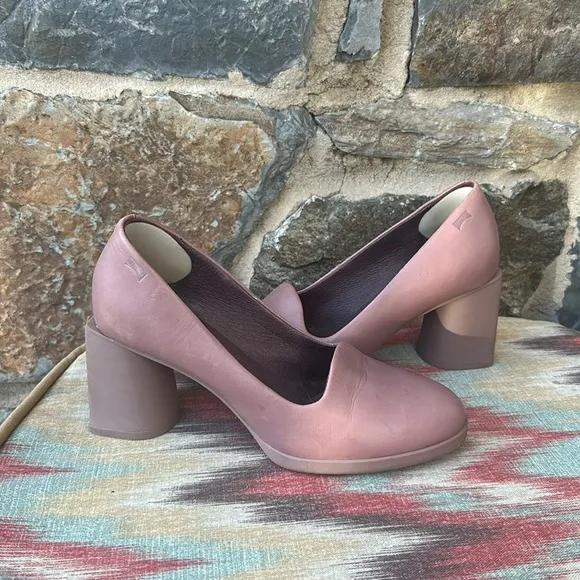 Camper 'Lea' Formal Block Heel Shoes in Light Mauve Purple Size 36