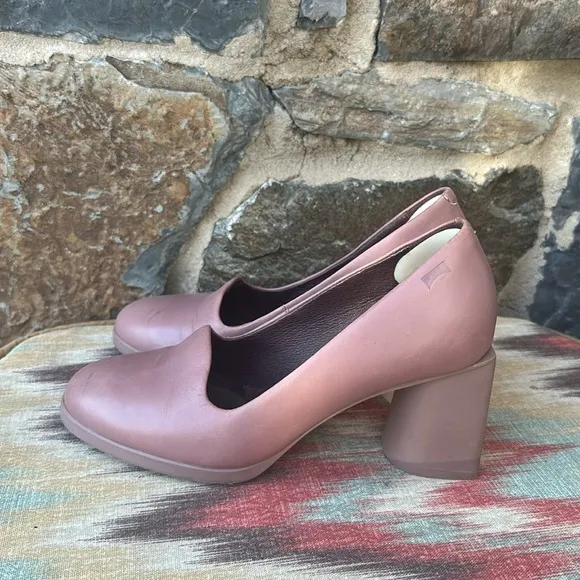 Camper 'Lea' Formal Block Heel Shoes in Light Mauve Purple Size 36