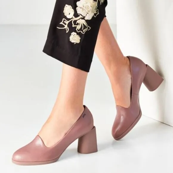 Camper 'Lea' Formal Block Heel Shoes in Light Mauve Purple Size 36